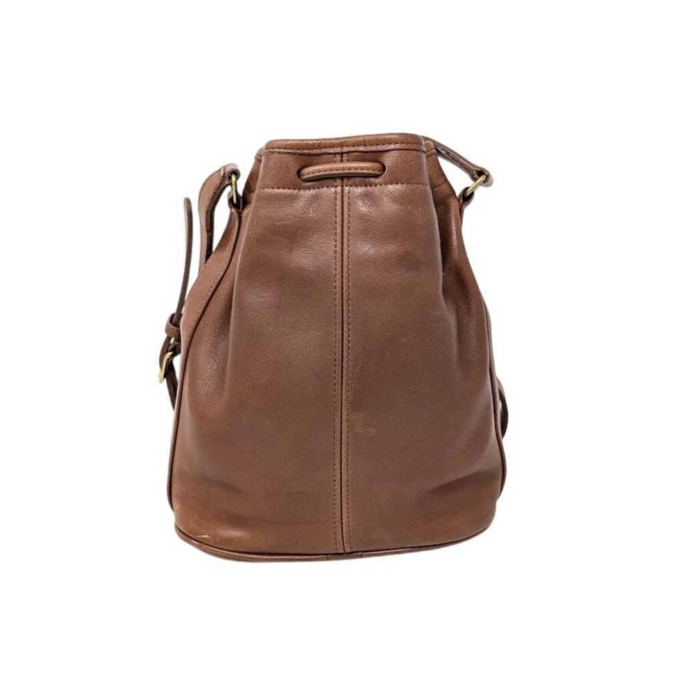 Vintage Coach 4021 Drawstring Pocket Bucket Bag Cocoa Brown Leather Rare 1990s - Picture 2 of 12